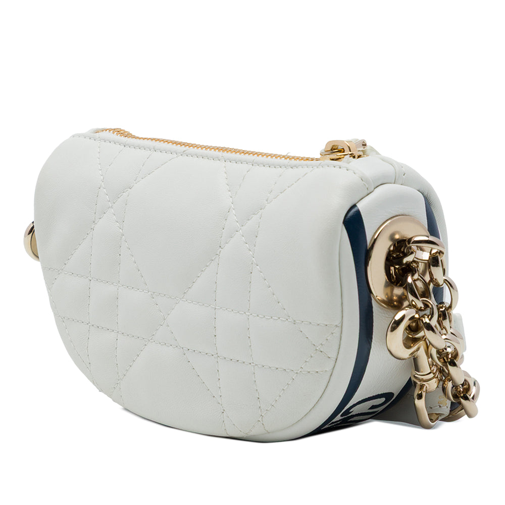 Dior Sac à main Cannage Dior Vibe Hobo Micro Cuir d'agneau Blanc – vue 2 – GABY PARIS