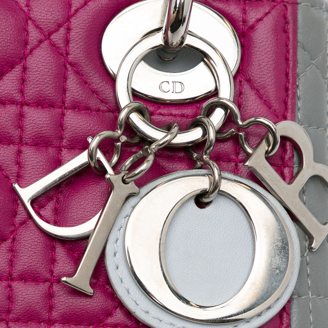 Mini Tricolor Lambskin Cannage Lady Dior Pink - Gaby Paris