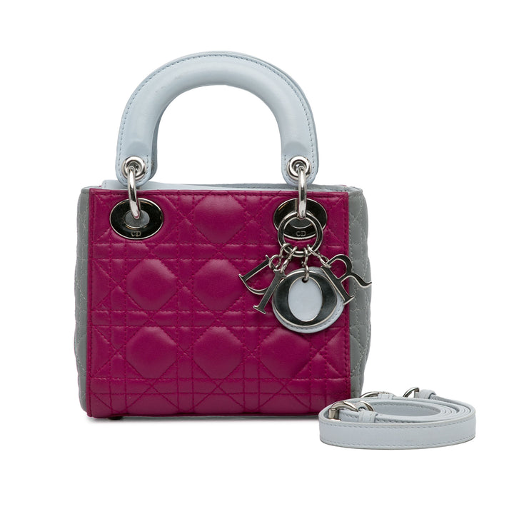 Mini Tricolor Lambskin Cannage Lady Dior Pink - Gaby Paris
