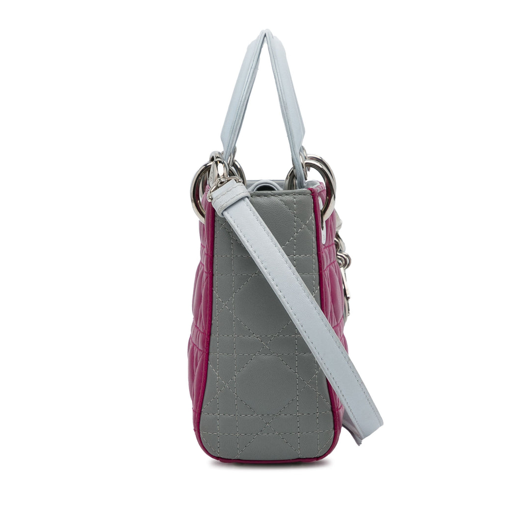 Mini Tricolor Lambskin Cannage Lady Dior Pink - Gaby Paris