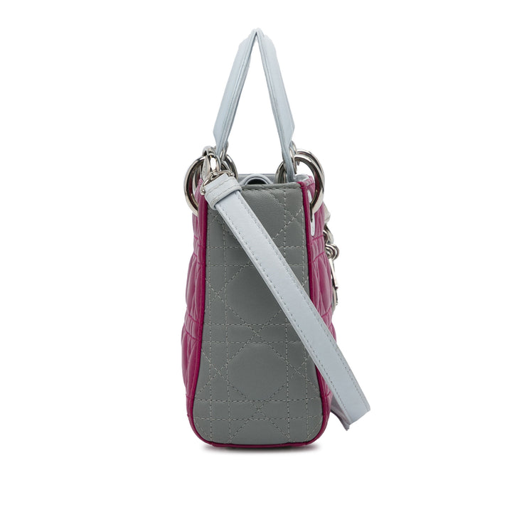 Mini Tricolor Lambskin Cannage Lady Dior Pink - Gaby Paris