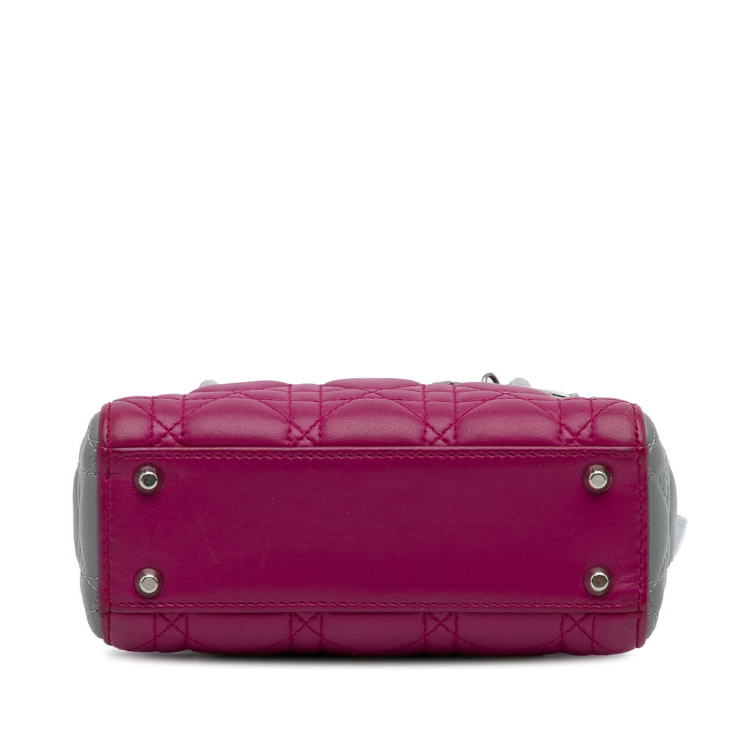 Mini Tricolor Lambskin Cannage Lady Dior Pink - Gaby Paris