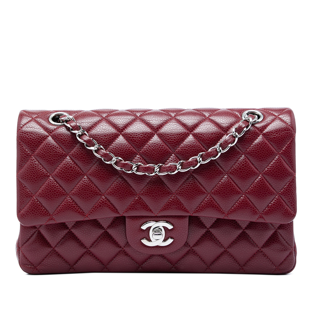 Classic Double rabat Moyen Cuir caviar Rouge