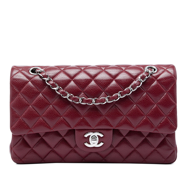 Classic Double rabat Moyen Cuir caviar Rouge
