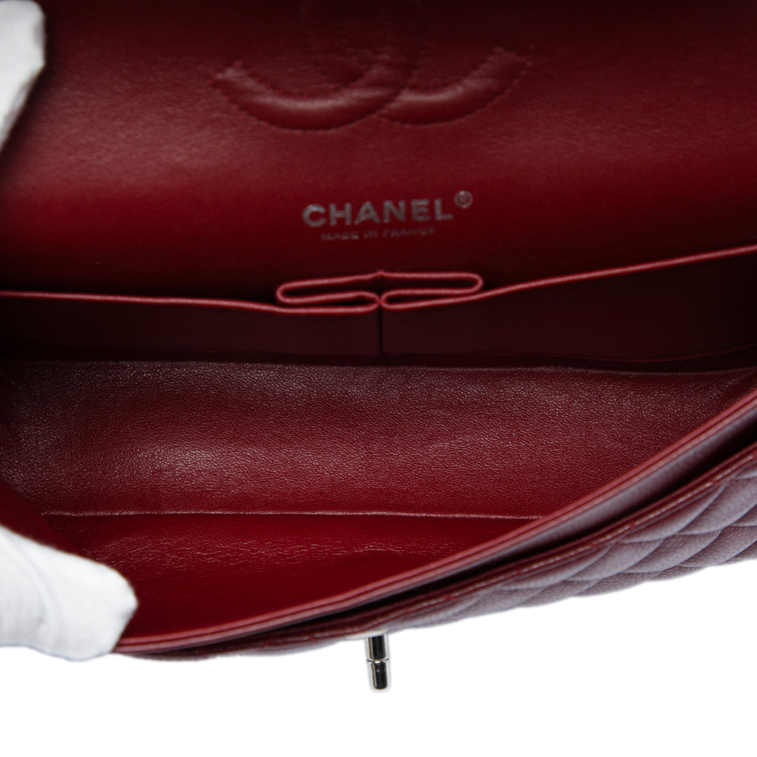 Classic Double rabat Moyen Cuir caviar Rouge