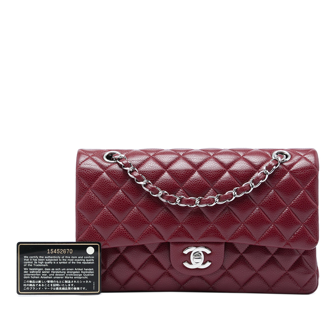 Classic Double rabat Moyen Cuir caviar Rouge
