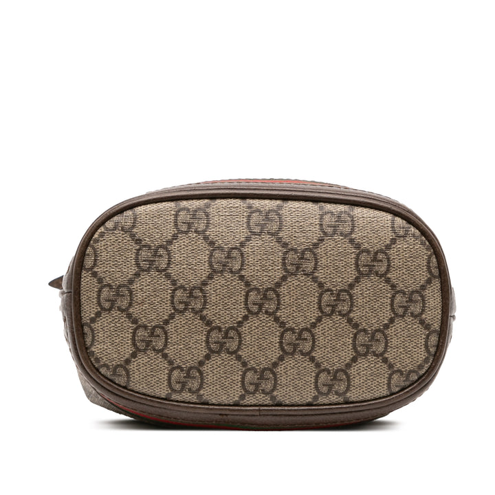 Gucci Mini GG Supreme Web Ophidia Bucket Bag Marron