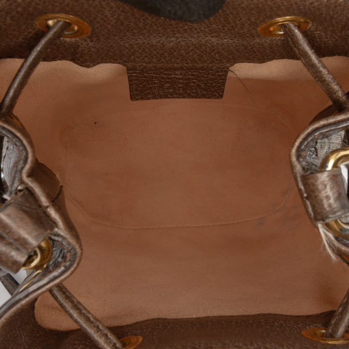 Gucci Mini GG Supreme Web Ophidia Bucket Bag Marron
