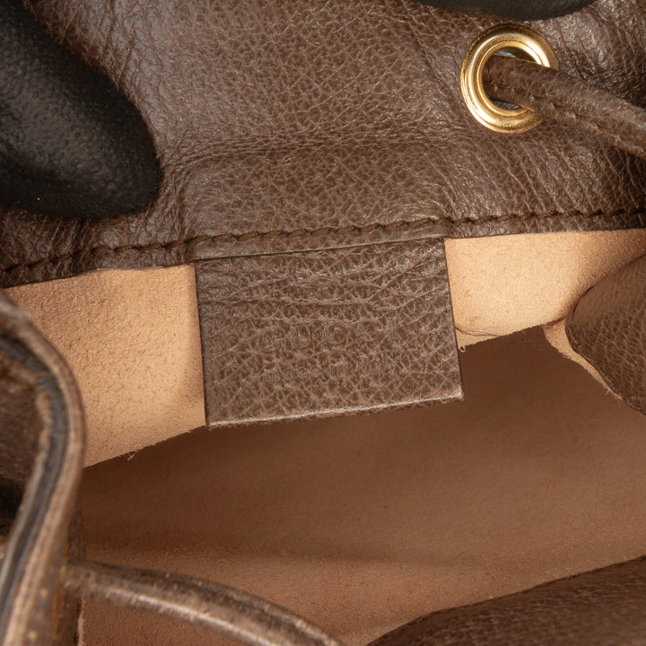 Gucci Mini GG Supreme Web Ophidia Bucket Bag Marron