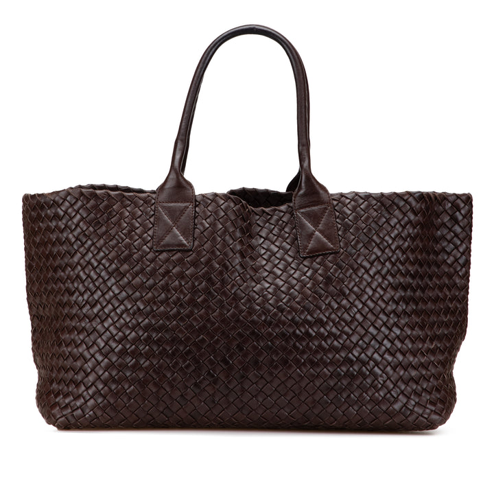 Bottega Veneta Medium Cuir d’agneau Intreccio Cabat Cabas Marron – GABY PARIS Authentique