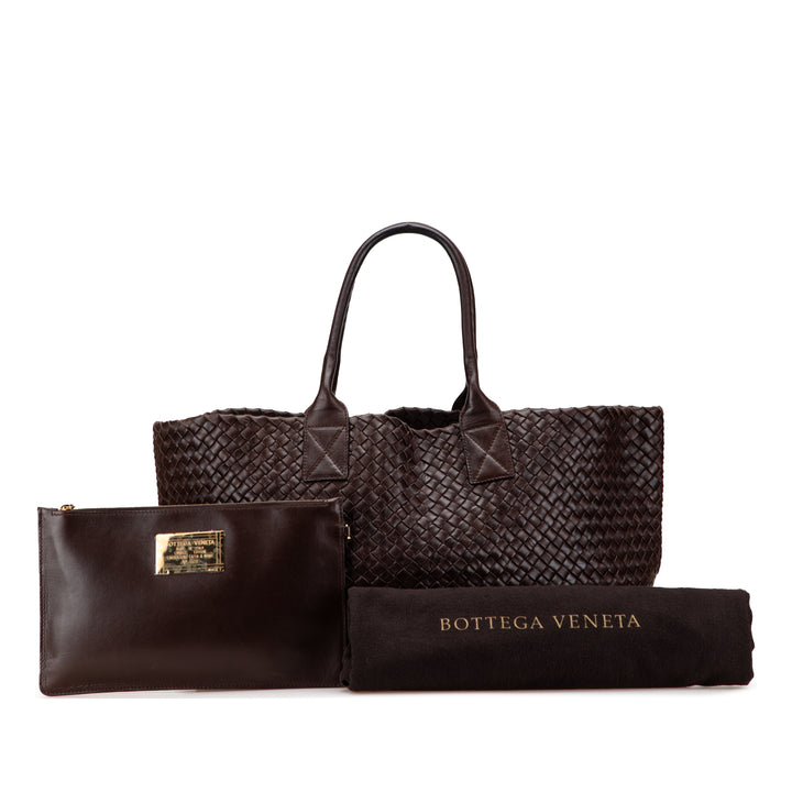Bottega Veneta Medium Cuir d’agneau Intreccio Cabat Cabas Marron – GABY PARIS Authentique