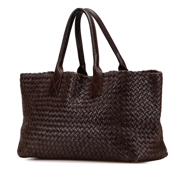 Bottega Veneta Medium Cuir d’agneau Intreccio Cabat Cabas Marron – GABY PARIS Authentique