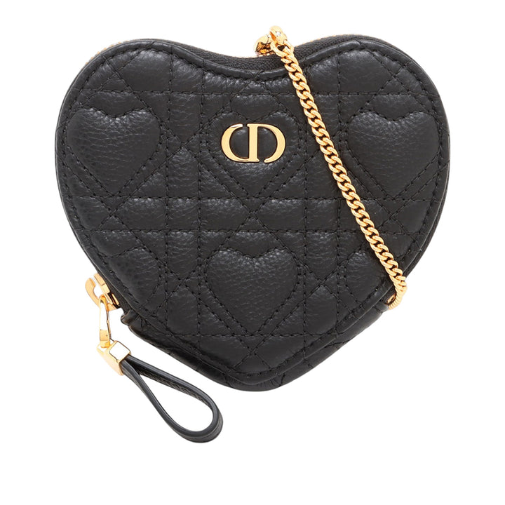 Dior DiorAmour Cuir de veau Cannage Caro Heart Pochette avec chaîne
