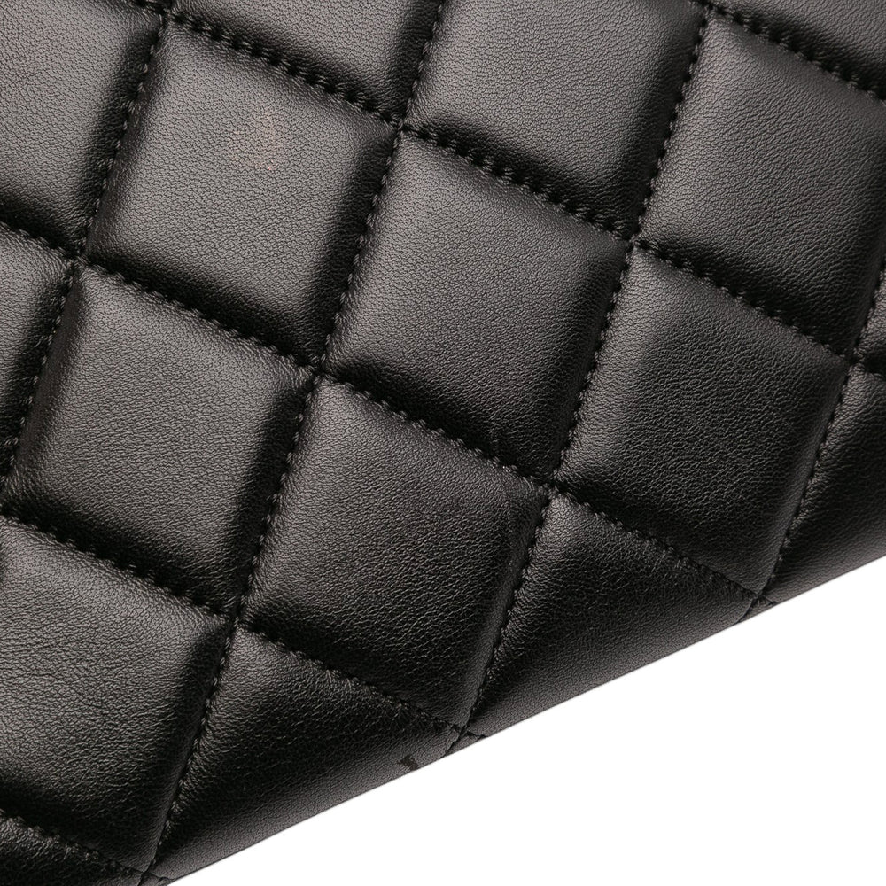 Large Lambskin Trendy CC Top Handle Flap Black - Gaby Paris