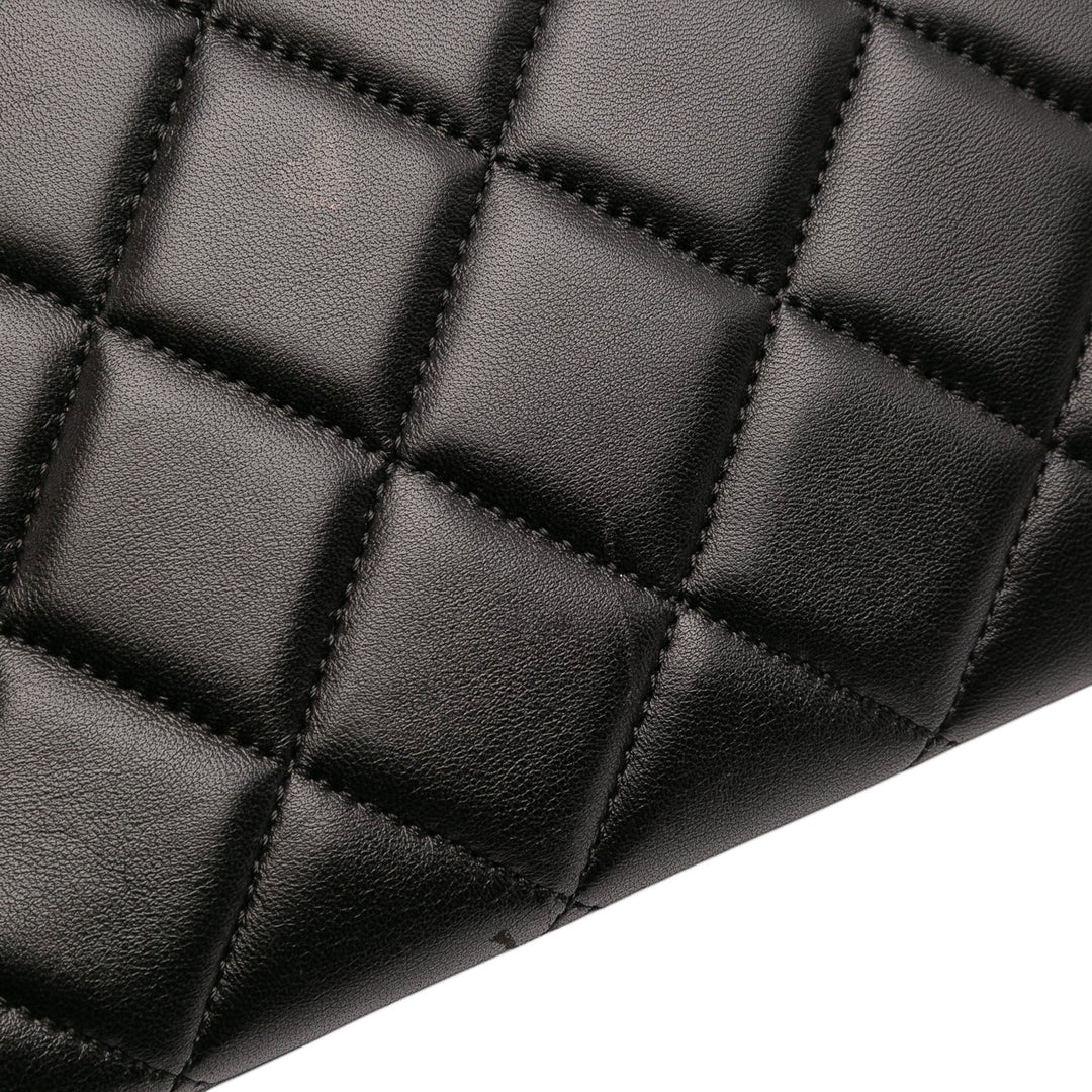 Large Lambskin Trendy CC Top Handle Flap Black - Gaby Paris