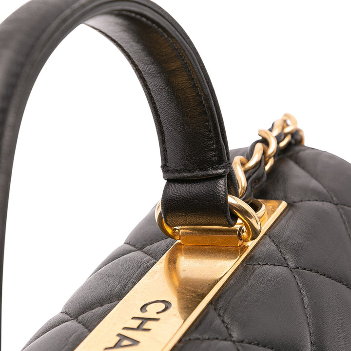 Large Lambskin Trendy CC Top Handle Flap Black - Gaby Paris