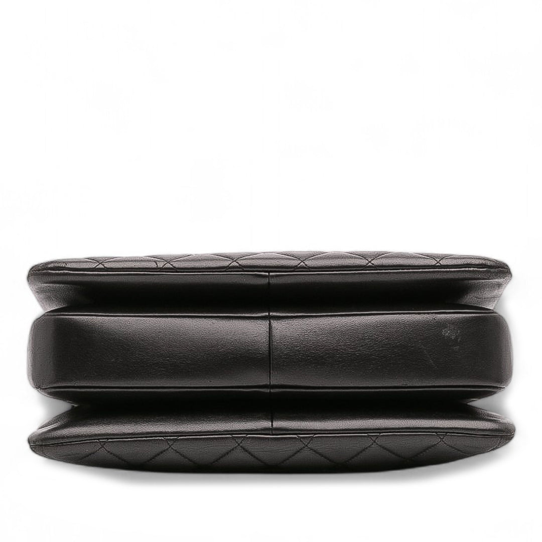 Large Lambskin Trendy CC Top Handle Flap Black - Gaby Paris