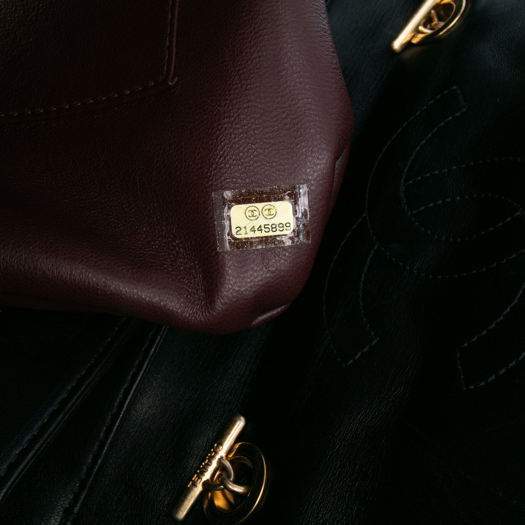 Large Lambskin Trendy CC Top Handle Flap Black - Gaby Paris