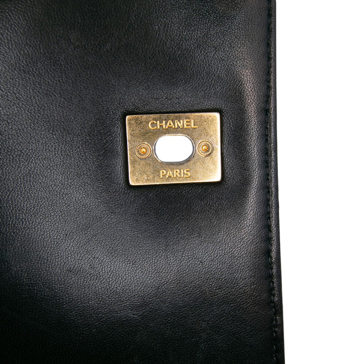 Large Lambskin Trendy CC Top Handle Flap Black - Gaby Paris