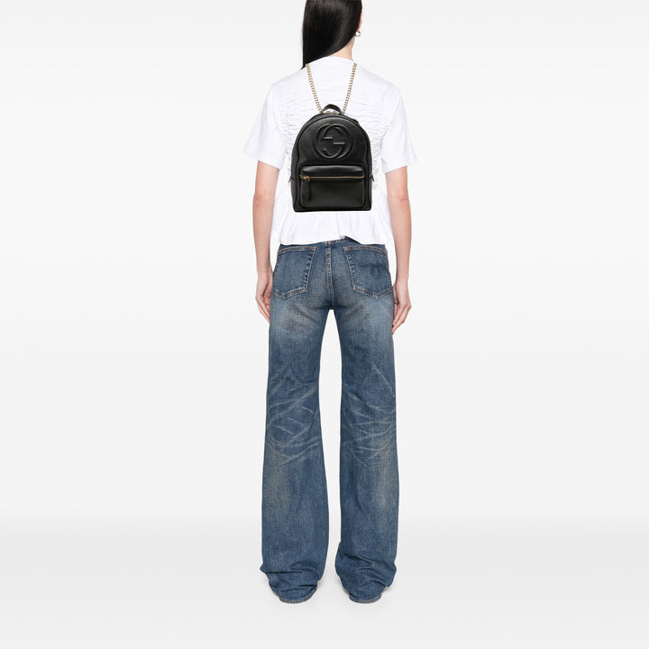 Gucci Sac à dos Pebbled Soho Chaîne Cuir de veau Noir – vue 7 – GABY PARIS