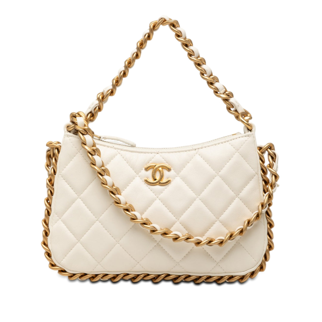 Chanel CC Matelassé Cuir d’agneau Trendy Sac rond à chaîne Hobo
