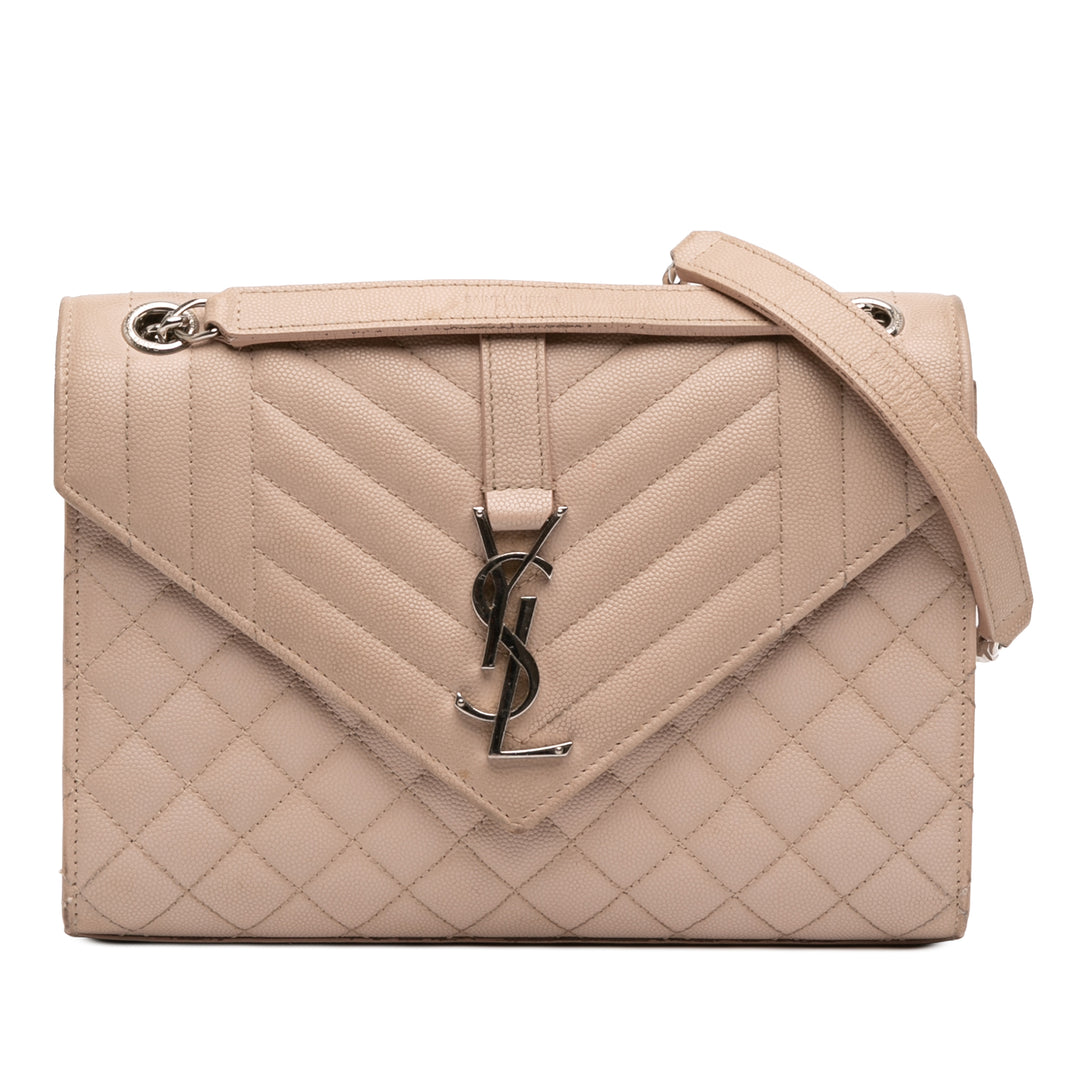 Saint Laurent Medium Grain De Poudre Triquilt Monogram Sac enveloppe