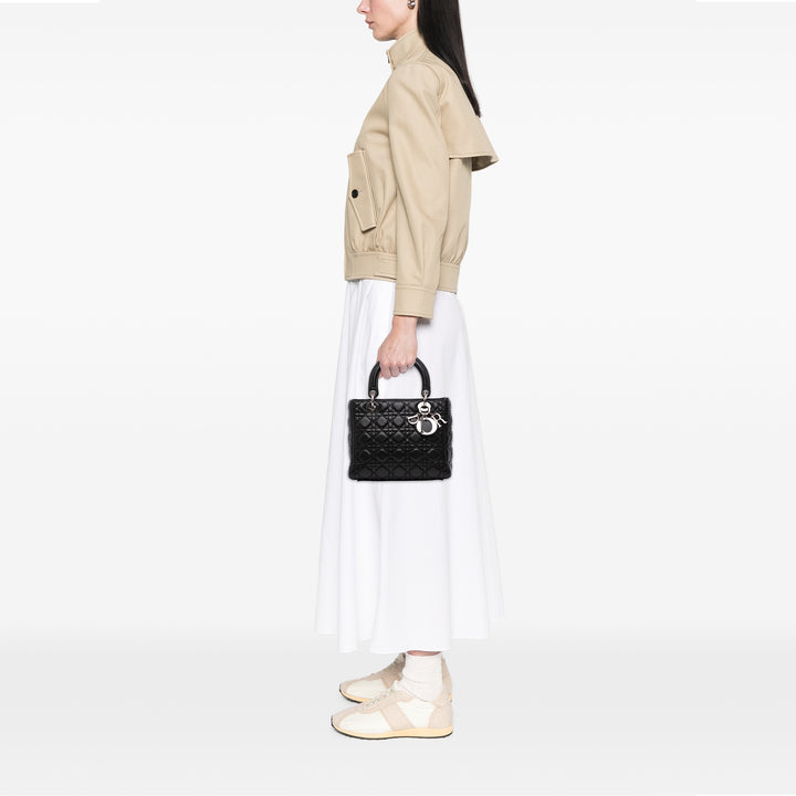 Medium Lambskin Cannage Lady Dior Black - Gaby Paris