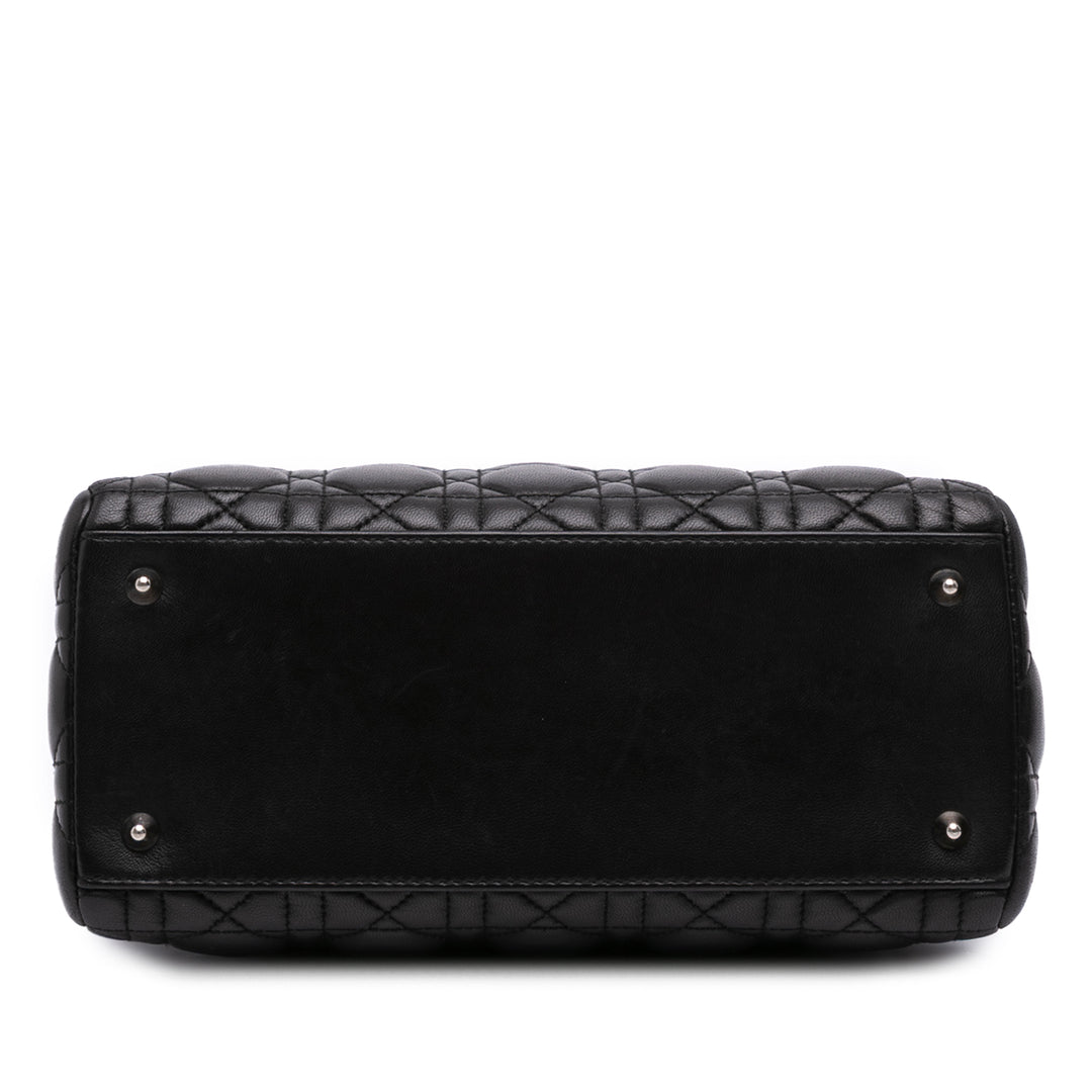 Medium Lambskin Cannage Lady Dior Black - Gaby Paris