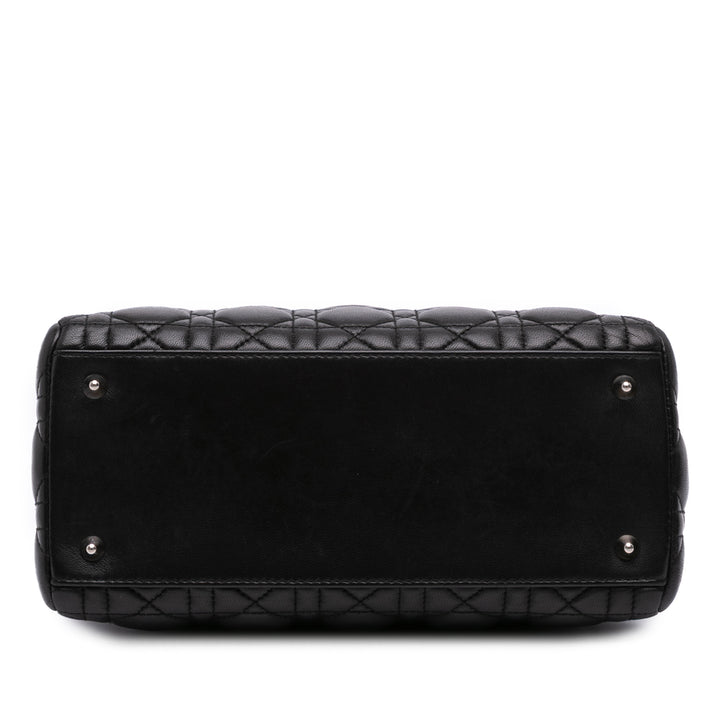 Medium Lambskin Cannage Lady Dior Black - Gaby Paris