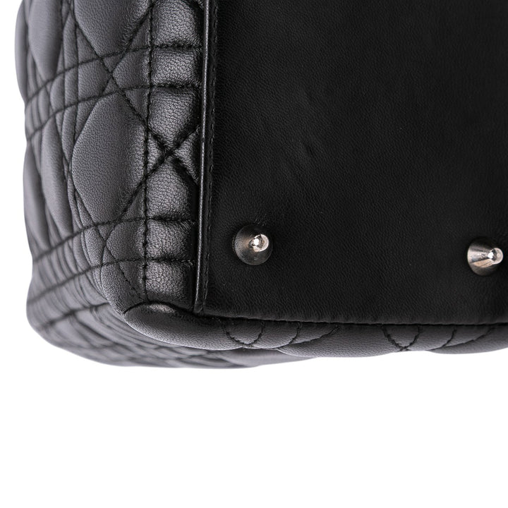 Medium Lambskin Cannage Lady Dior Black - Gaby Paris
