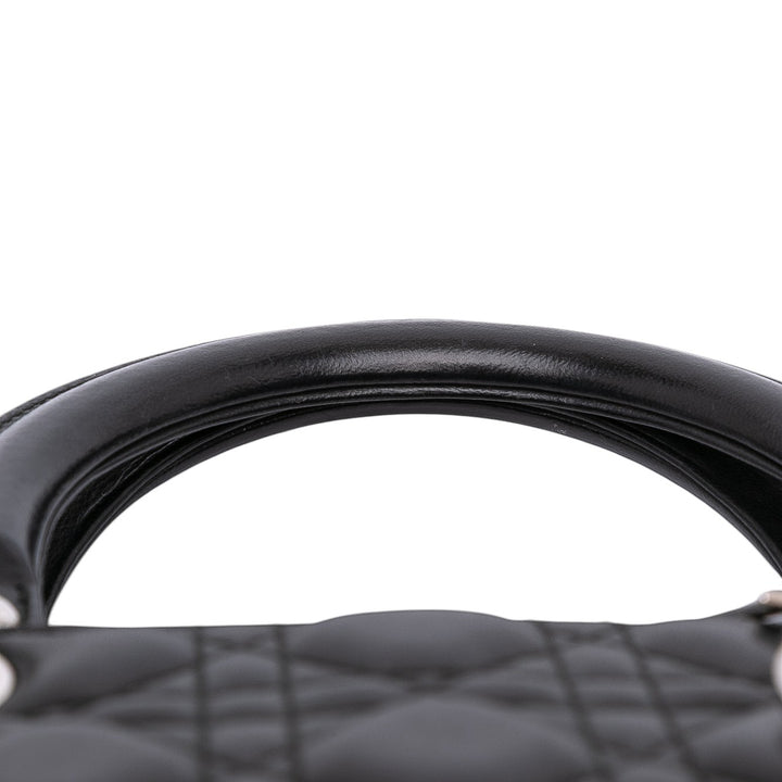 Medium Lambskin Cannage Lady Dior Black - Gaby Paris