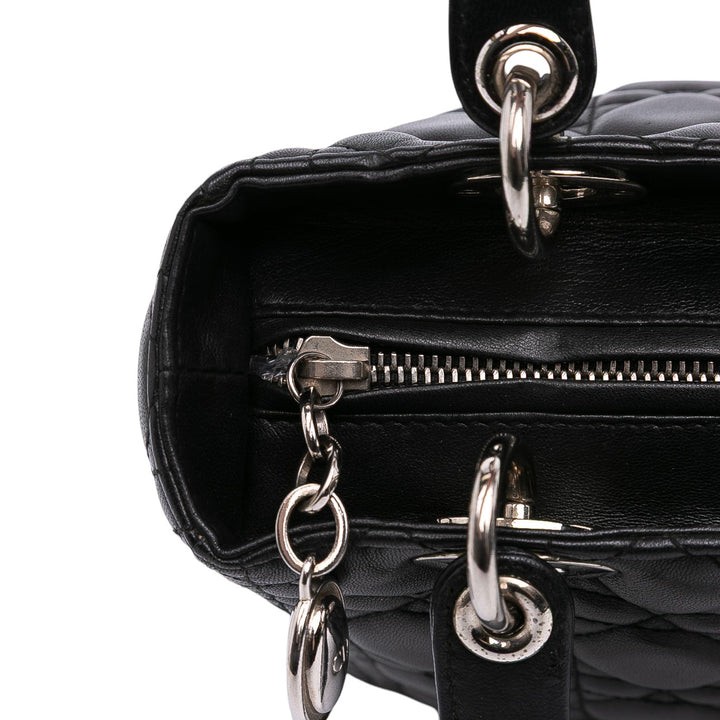 Medium Lambskin Cannage Lady Dior Black - Gaby Paris