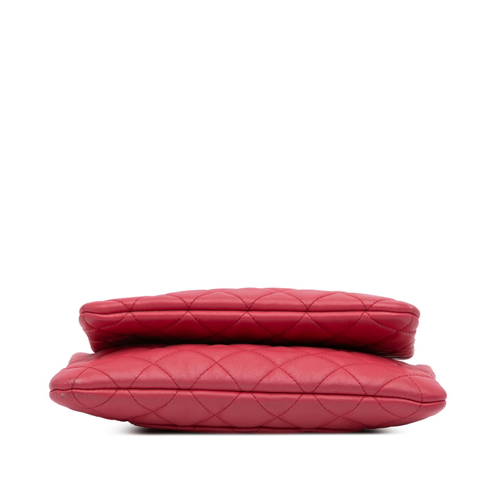 Quilted Lambskin Double Case with Chain Pink - Gaby Paris