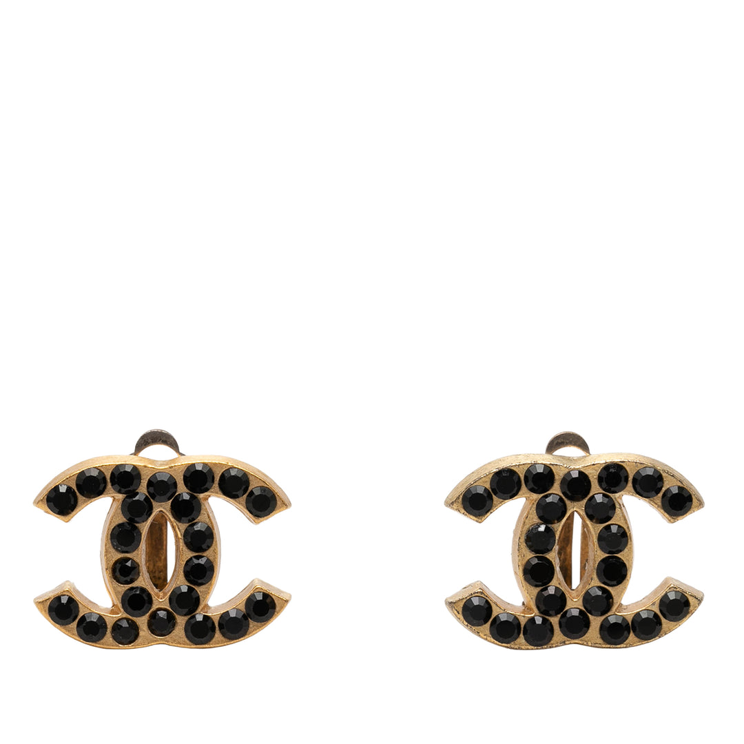 Chanel CC plaqué Strass À clip Boucles d'oreilles Métal
