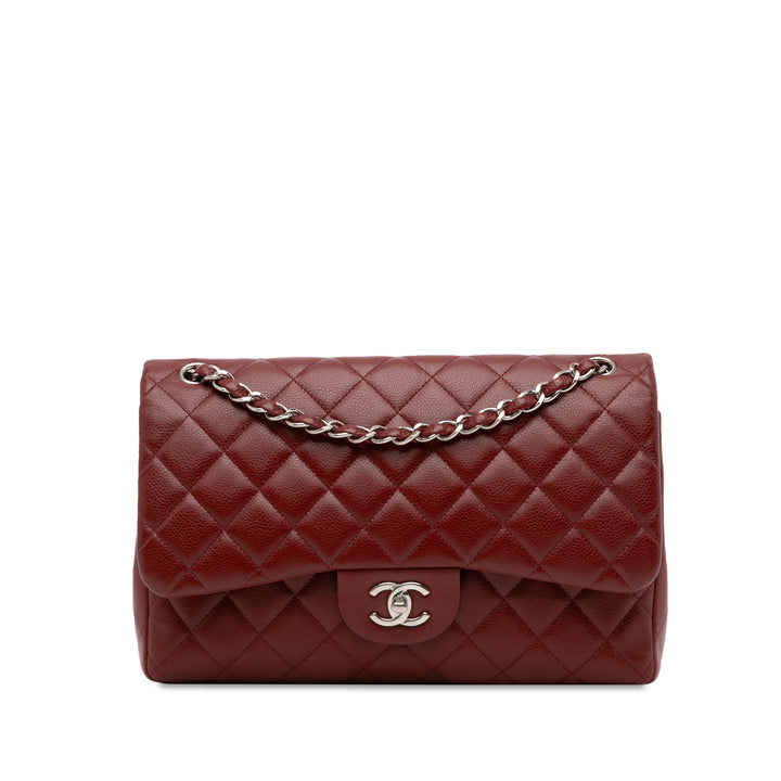 Jumbo Classic Caviar Double Flap Red - Gaby Paris