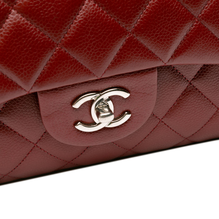 Jumbo Classic Caviar Double Flap Red - Gaby Paris