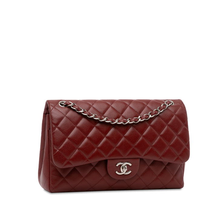 Jumbo Classic Caviar Double Flap Red - Gaby Paris