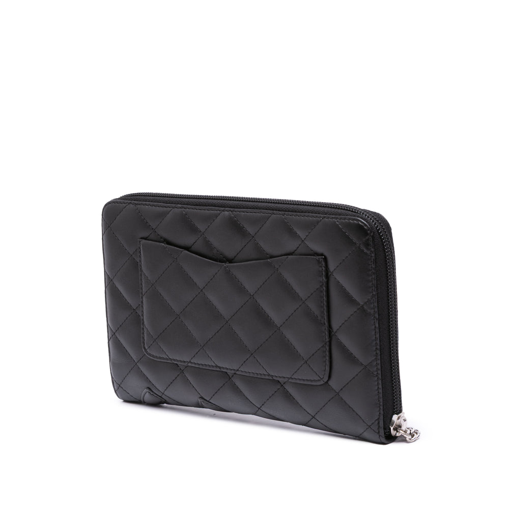 Lambskin Cambon Ligne Zippy Organizer Wallet Black - Gaby Paris