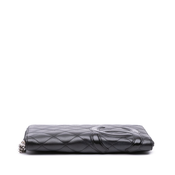 Lambskin Cambon Ligne Zippy Organizer Wallet Black - Gaby Paris