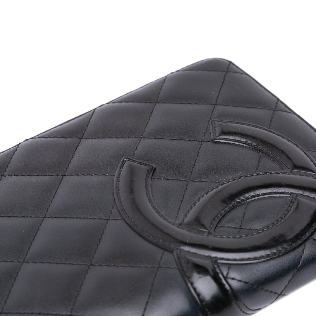 Lambskin Cambon Ligne Zippy Organizer Wallet Black - Gaby Paris
