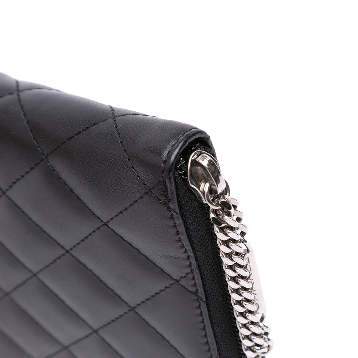 Lambskin Cambon Ligne Zippy Organizer Wallet Black - Gaby Paris