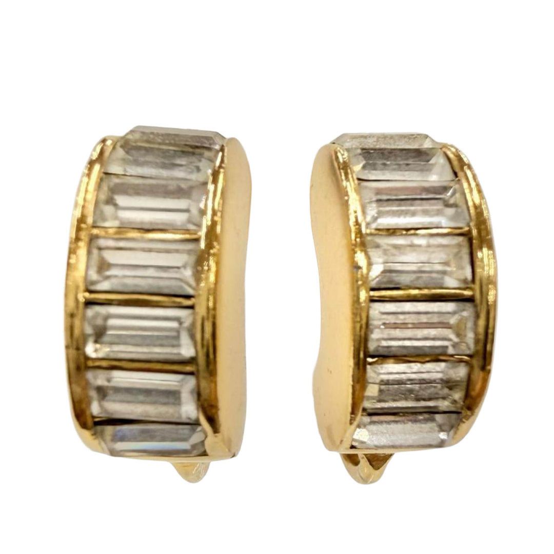plaqué Strass Hoop À clip Boucles d'oreilles Doré