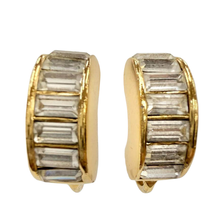 plaqué Strass Hoop À clip Boucles d'oreilles Doré