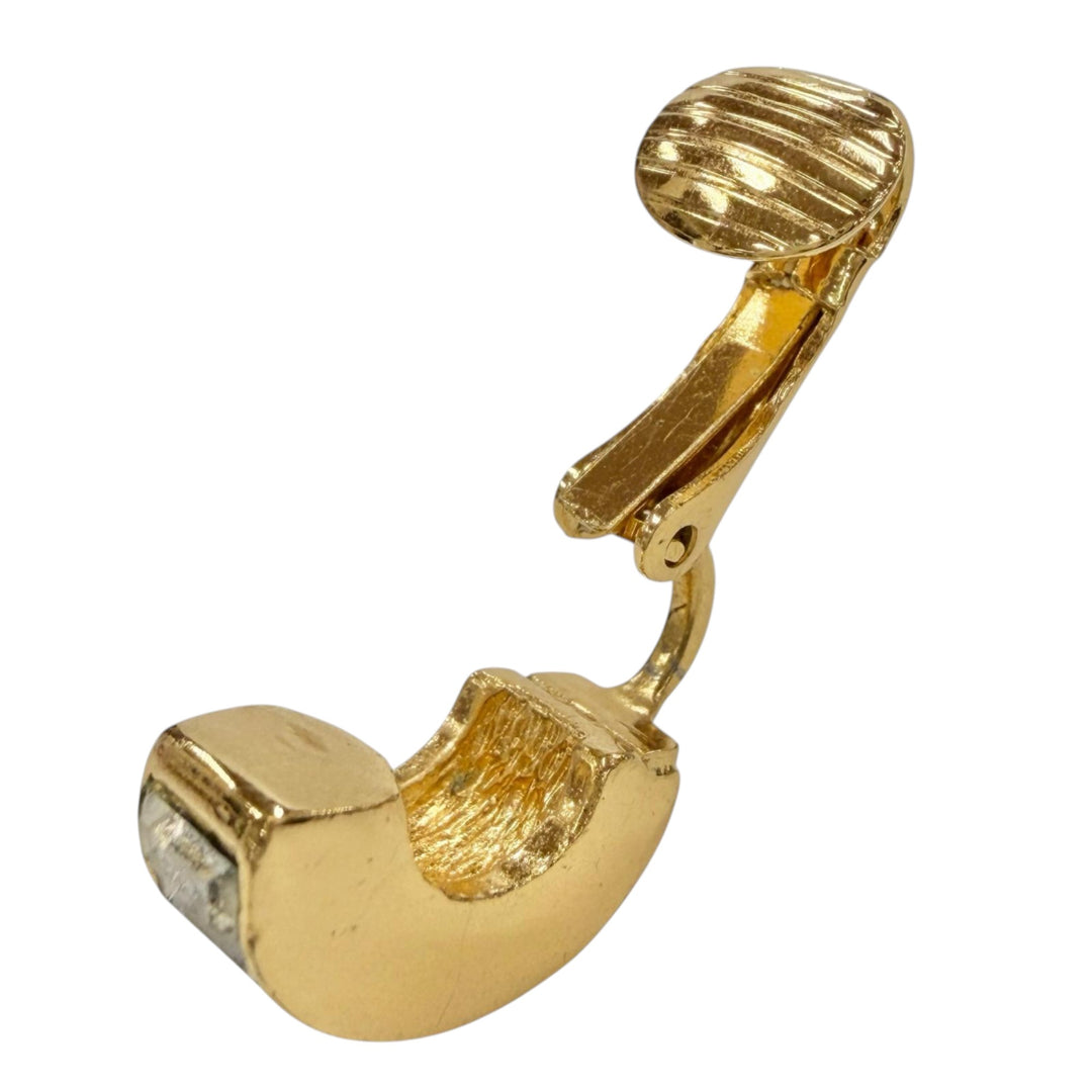 plaqué Strass Hoop À clip Boucles d'oreilles Doré