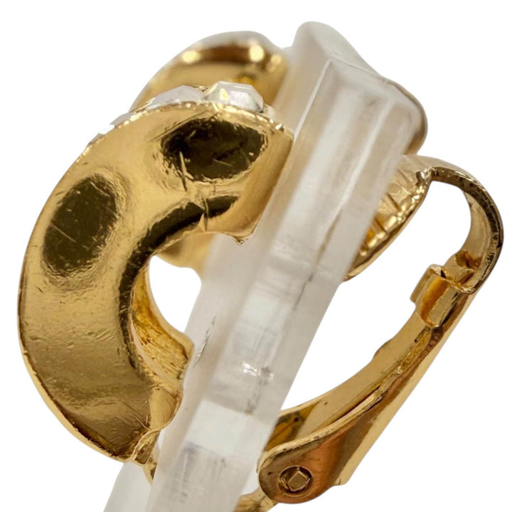 plaqué Strass Hoop À clip Boucles d'oreilles Doré