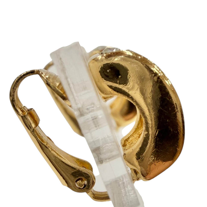 plaqué Strass Hoop À clip Boucles d'oreilles Doré