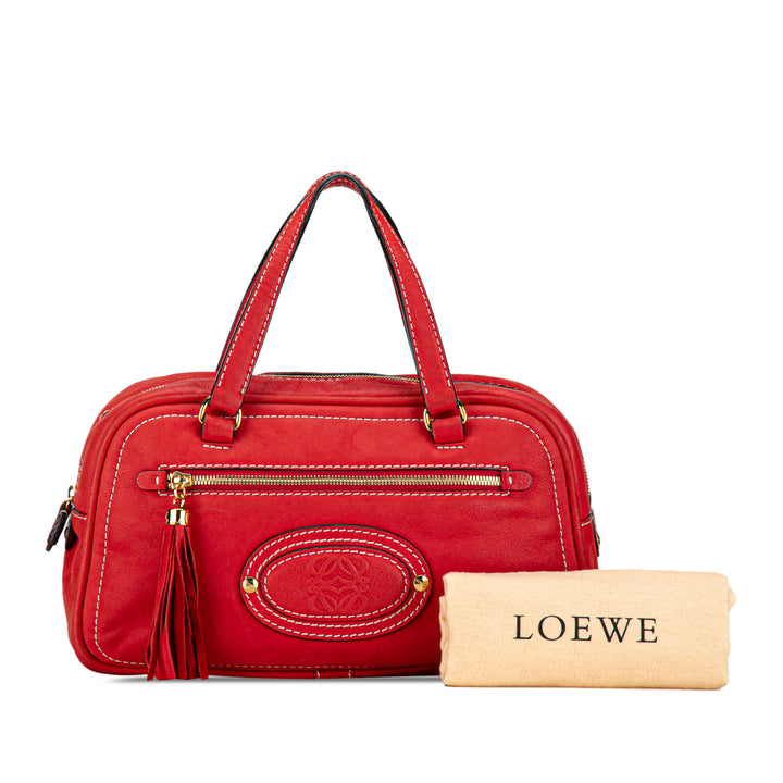 Leather Anagram Tassel Handbag Red - Gaby Paris