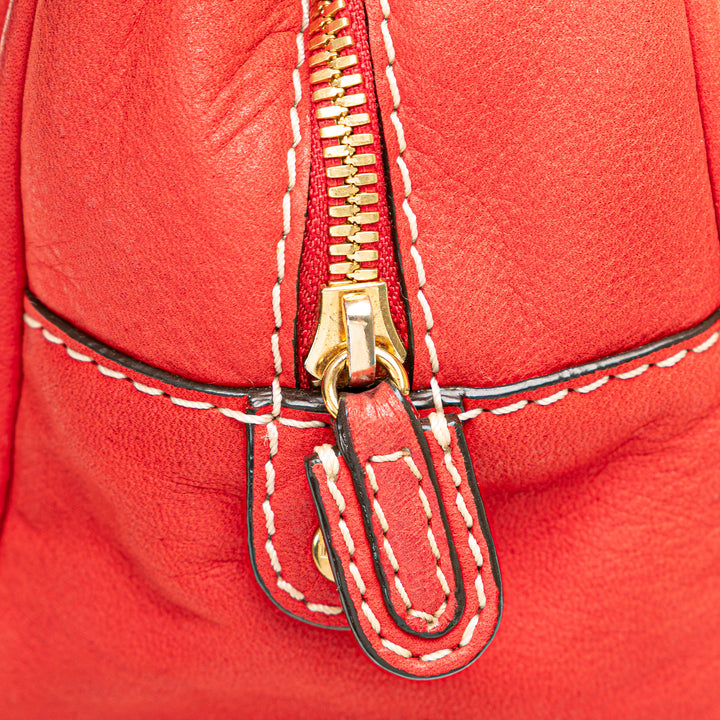 Leather Anagram Tassel Handbag Red - Gaby Paris