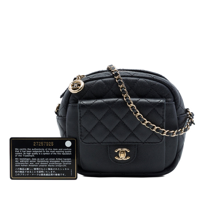 Chanel CC Matelassé Day Sac caméra Cuir caviar Noir – vue 7 – GABY PARIS
