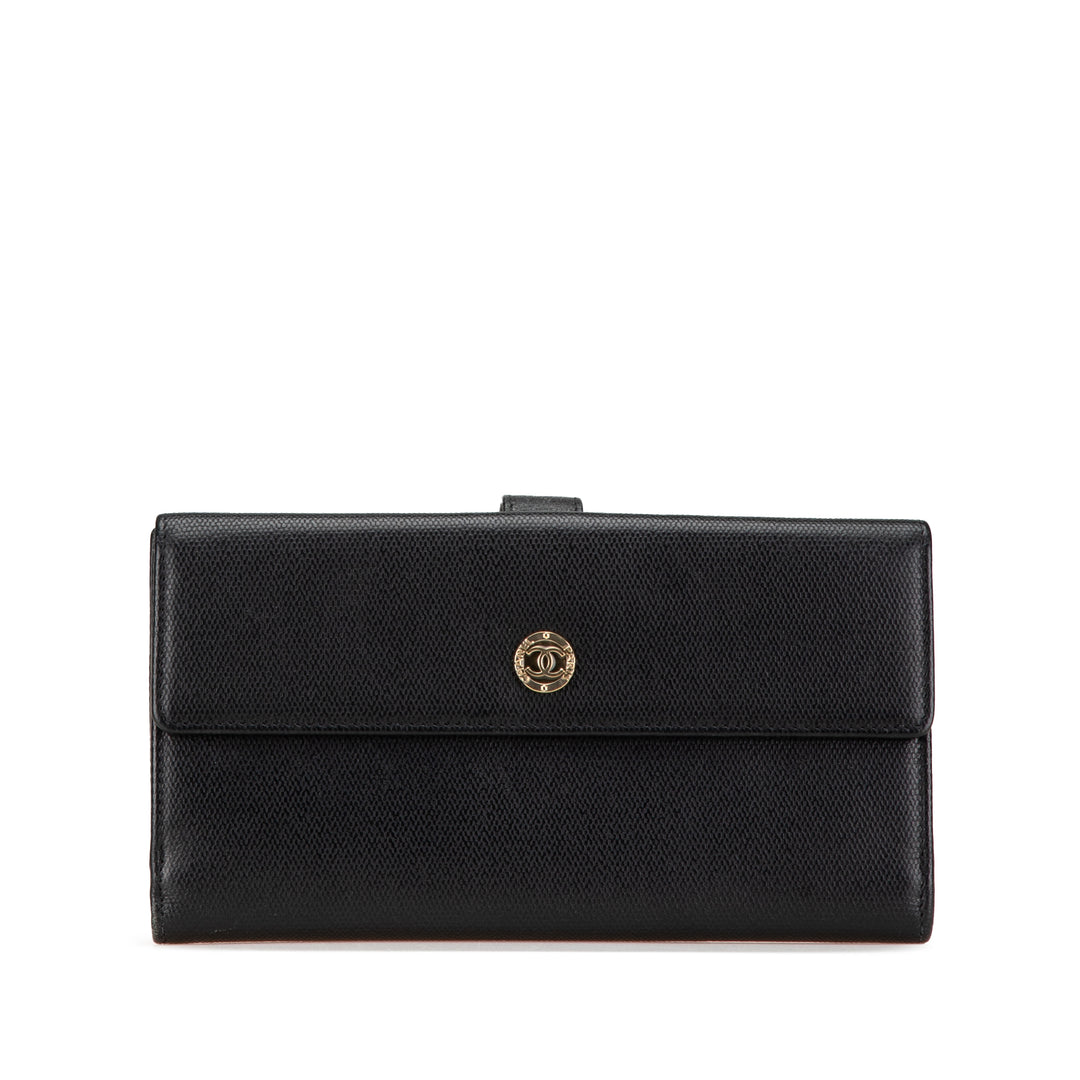 Calfskin CC Long Wallet Black - Gaby Paris